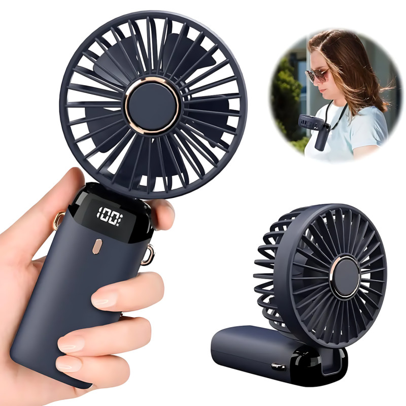 Мінівентилятор ручний N15 з нахилом, 5 швидкостей, заряджання Type-C, підставка для телефона, ароматерапія фото - 3