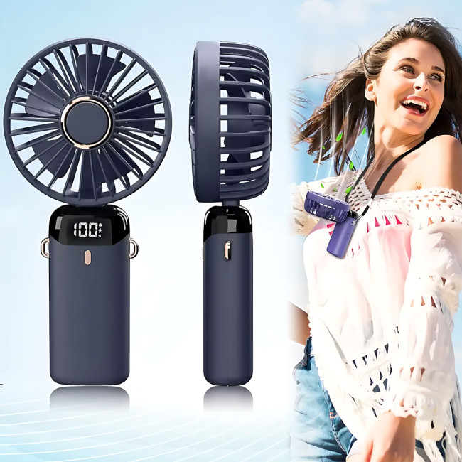 Мінівентилятор ручний N15 з нахилом, 5 швидкостей, заряджання Type-C, підставка для телефона, ароматерапія