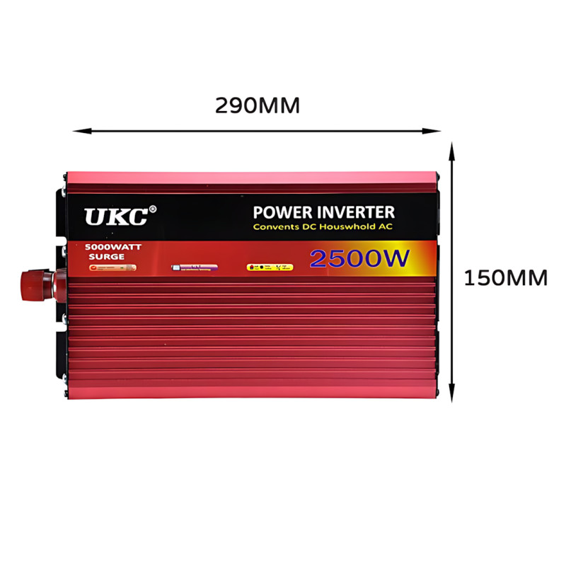 Автомобильный инвертор AR 2500W 24V &rarr; 220V с USB, 2 вентилятора, защита от перегрузки и перегрева, алюминиевый корпус, AC/DC фото - 9