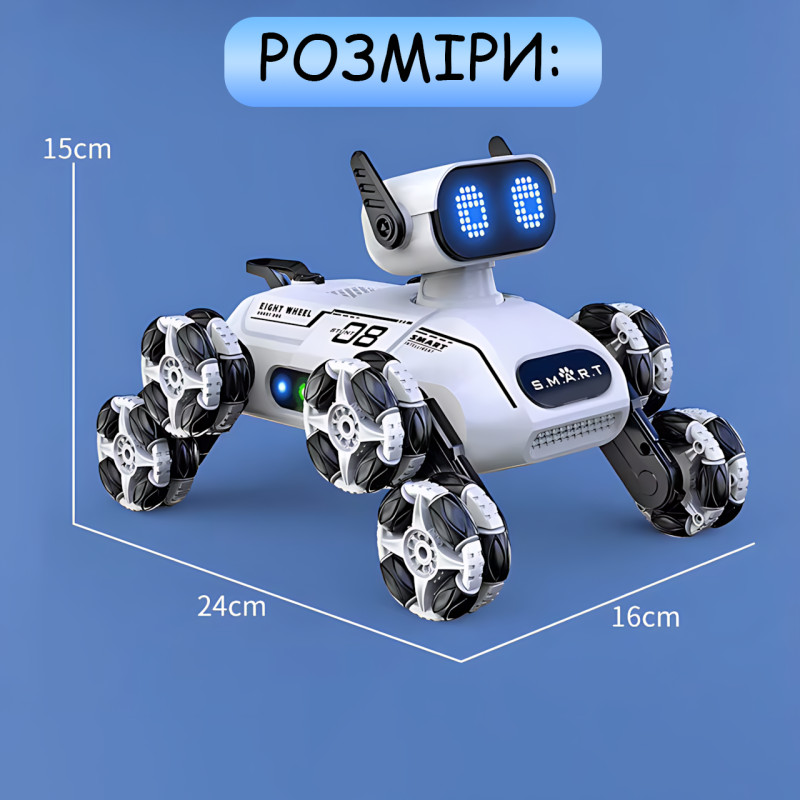 Интерактивный восьмиколёсный робот‑собака CX‑103 с радиоуправлением от 2.4 GHz, светозвуковыми эффектами и аккумулятором фото - 8