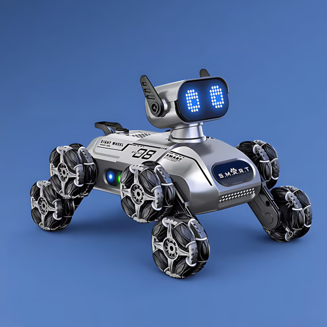 Интерактивный восьмиколёсный робот‑собака CX‑103 с радиоуправлением от 2.4 GHz, светозвуковыми эффектами и аккумулятором