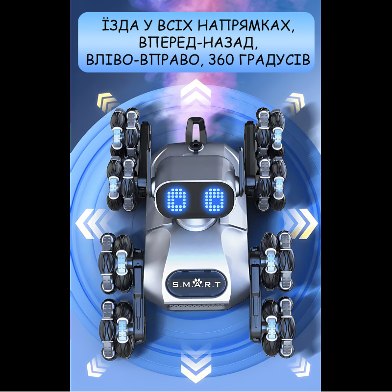 Интерактивный восьмиколёсный робот‑собака CX‑103 с радиоуправлением от 2.4 GHz, светозвуковыми эффектами и аккумулятором фото - 7