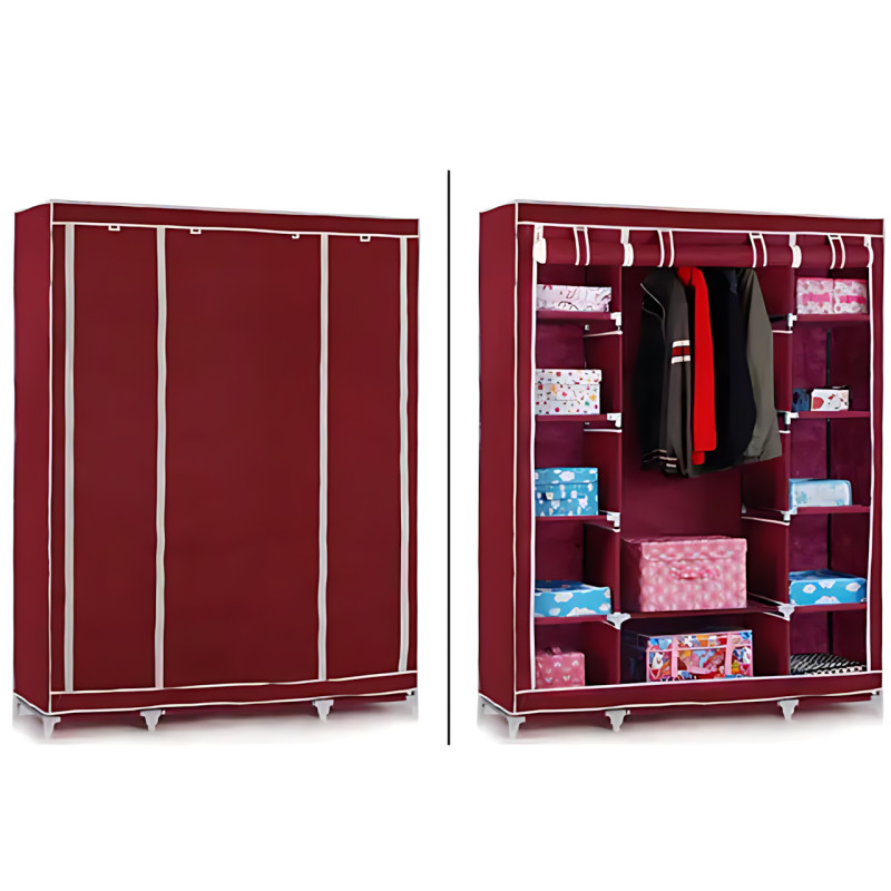 Портативна тканинна шафа органайзер Storage Wardrobe HCX 68130 на 3 секції, 175х45х130 см фото - 5