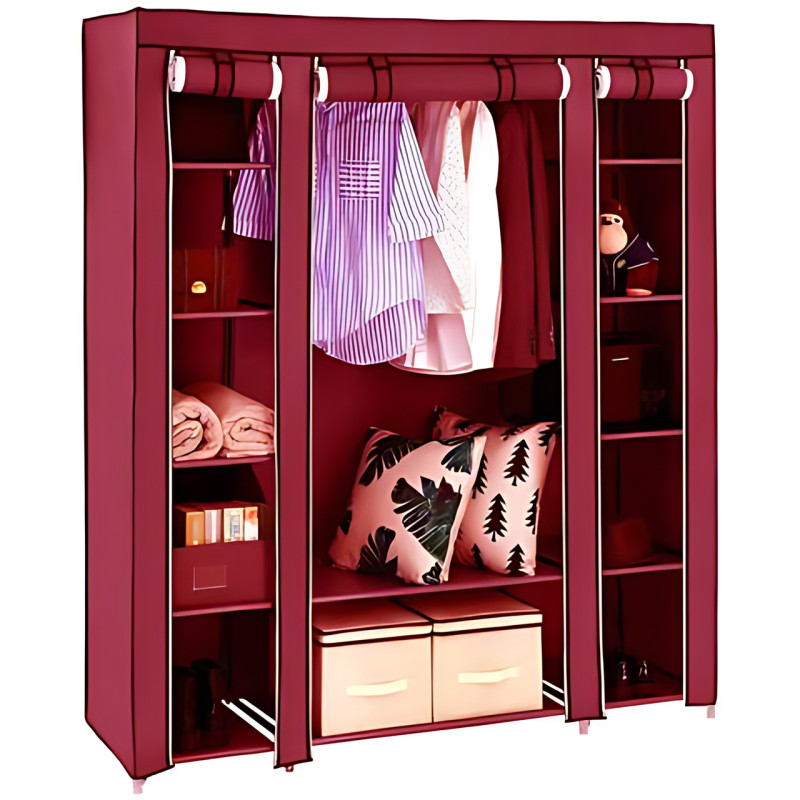 Портативна тканинна шафа органайзер Storage Wardrobe HCX 68130 на 3 секції, 175х45х130 см фото - 3