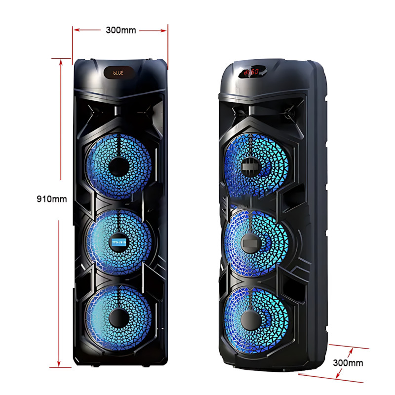 Беспроводная портативная колонка Bluetooth TTD-2810 с проводным микрофоном, 8,5'', 2х20 Вт, RGB фото - 7