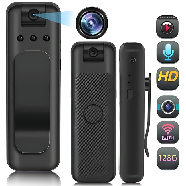 WI-Fi HD Body Camera з нічним баченням і записом 1080P, що перезаряджається, з магнітом і затискачем для одягу