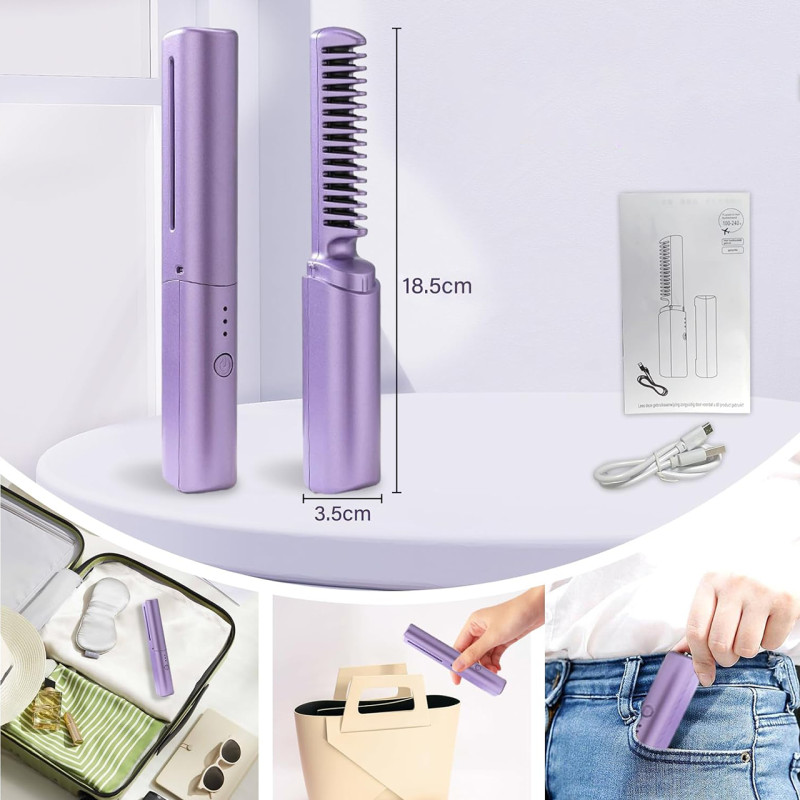 Випрямляч для волосся HAIR HEATER XL-683 2в1, бездротовий, 4000 мА/год, 70 хвилин на одному заряді фото - 7