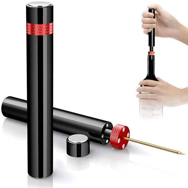 Пневматический штопор для вина с иглой и насосом, без батареек, быстрое открытие, портативный, для всех винных бутылок