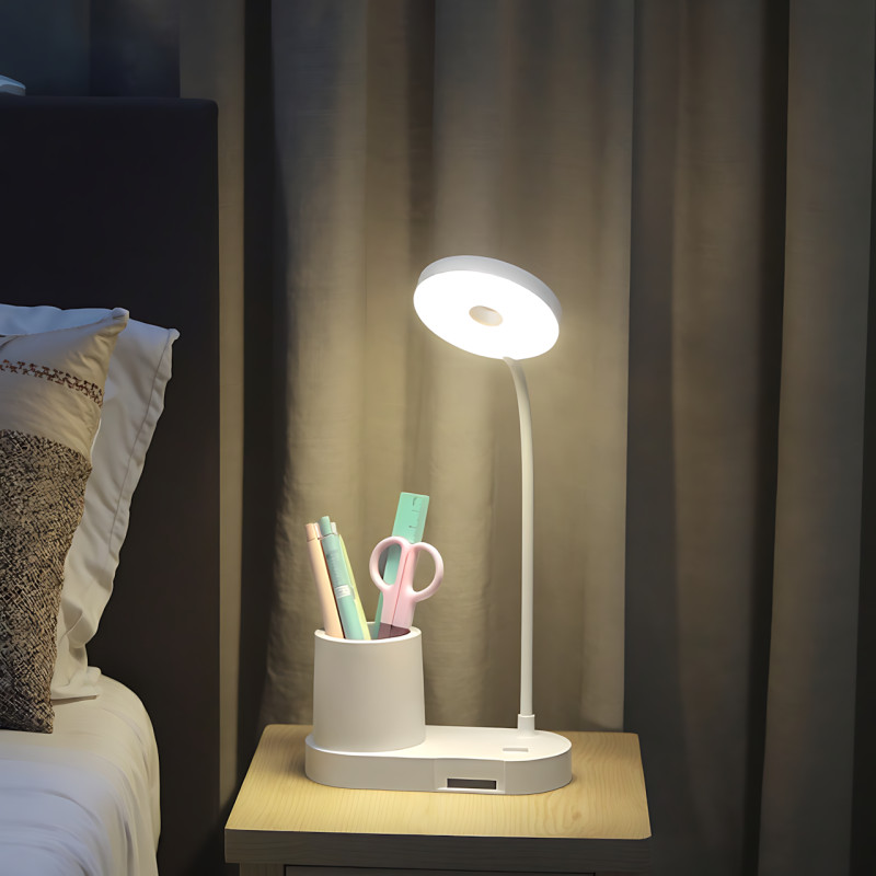 Настільна LED-лампа BL-T2 з гнучкою стійкою, сенсорним керуванням, димером 1-100%, 1200 мА&middot;год, органайзером, таймером, type-c фото - 8