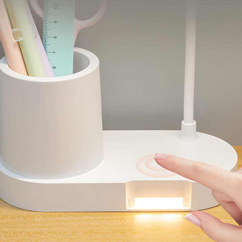 Настільна LED-лампа BL-T2 з гнучкою стійкою, сенсорним керуванням, димером 1-100%, 1200 мА&middot;год, органайзером, таймером, type-c фото - 7
