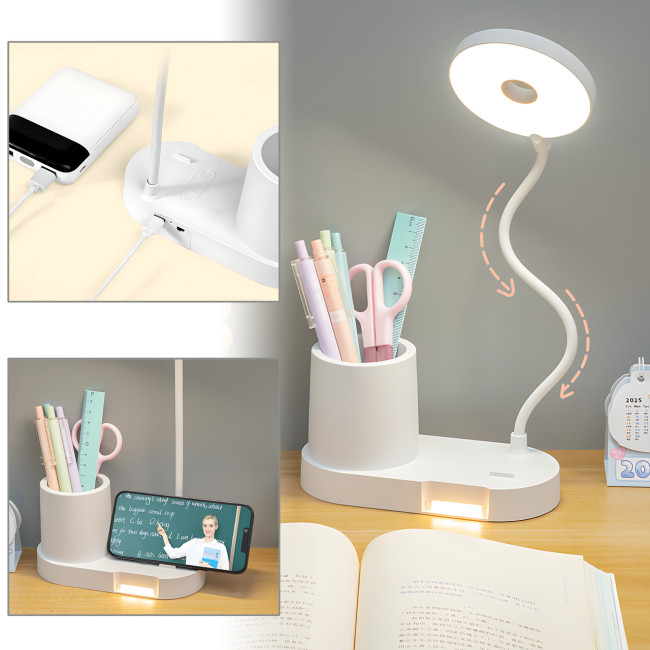 Настільна LED-лампа BL-T2 з гнучкою стійкою, сенсорним керуванням, димером 1-100%, 1200 мА&middot;год, органайзером, таймером, type-c