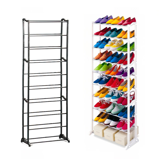 Полка для обуви Amazing Shoe Rack на 30 пар, 10 полок, складной стеллаж, белый