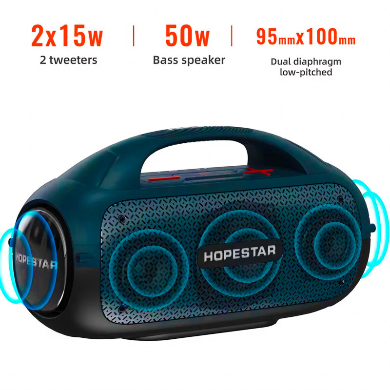 Портативна бездротова колонка Hopestar A50 party, 80W, 12000 mAh, захист від вологи фото - 3