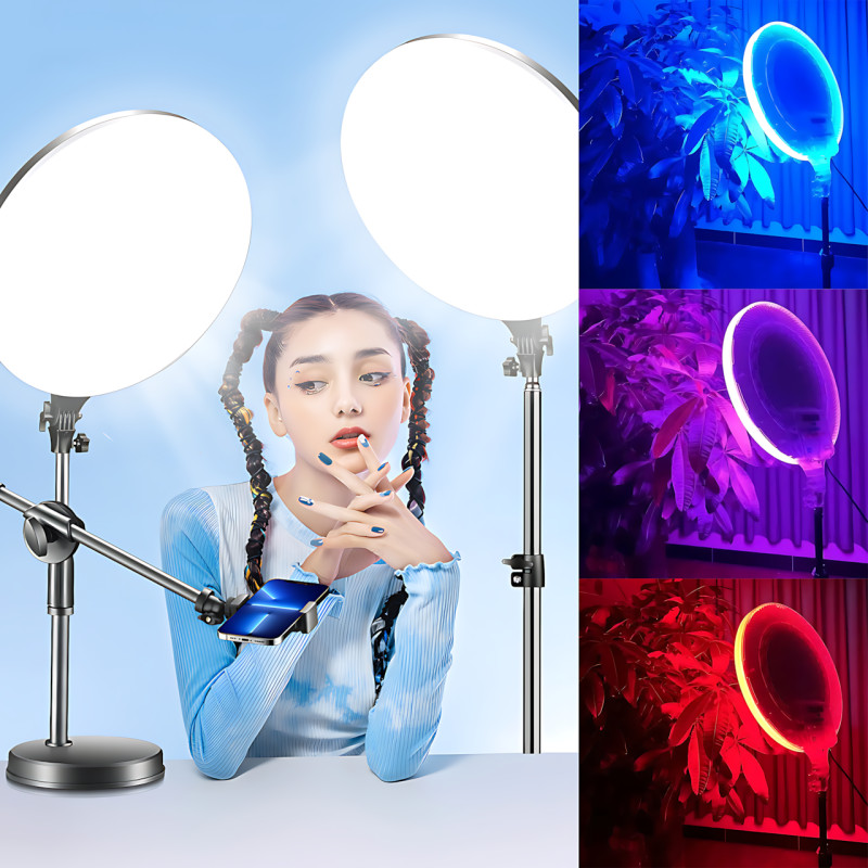 Кругла світлодіодна лампа RGB-LED Fill Light GS-450 45 см, кольорова портативна лампа для фото та відео + пульт фото - 6
