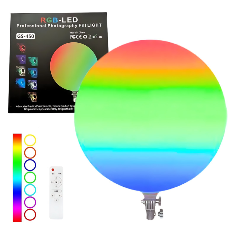 Кругла світлодіодна лампа RGB-LED Fill Light GS-450 45 см, кольорова портативна лампа для фото та відео + пульт фото - 10