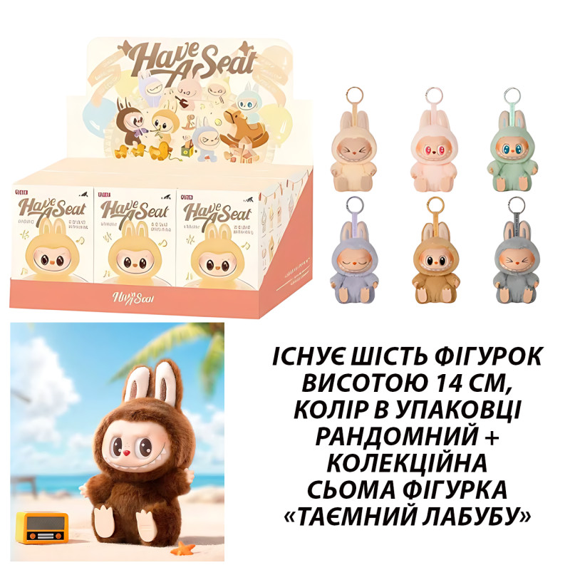 Игрушка-сюрприз брелок Labubu 2 серия, оригинал Pop Mart, 14 см, мягкая плюшевая, в закрытой коробке фото - 4