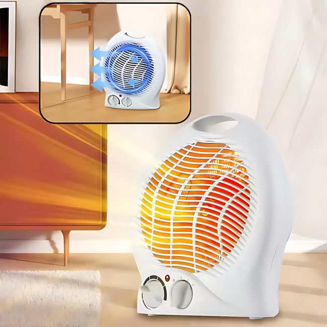 Дуйка Heater MS5902, тепловентелятор обогреватель Domotec до 20 м², работа от розетки, мощность 2000 Вт, белый