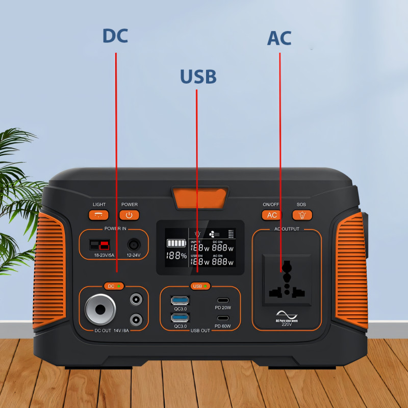Потужна портативна електростанція, 300 W з виходами USB, Type-C, DC, ліхтар WX-1436, 83200 mAh фото - 9