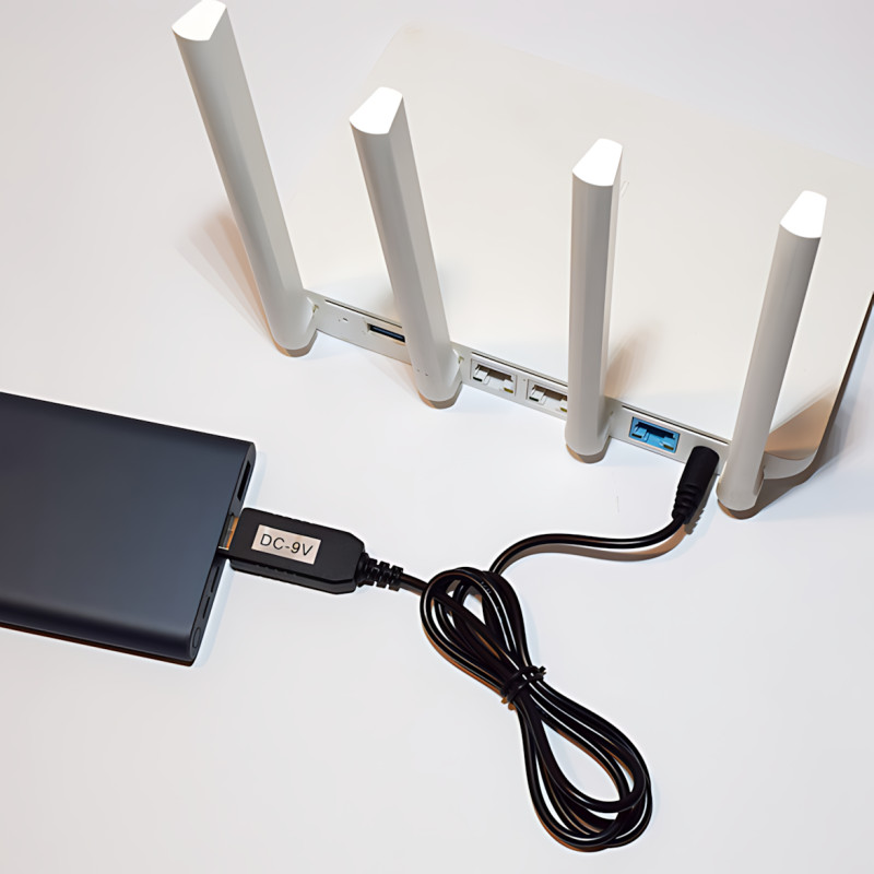 Кабель живлення DC 2.1x5.5mm, 5V-9V, USB 5V->9 V, кабель перехідник для роутера від повербанка, чорний фото - 6
