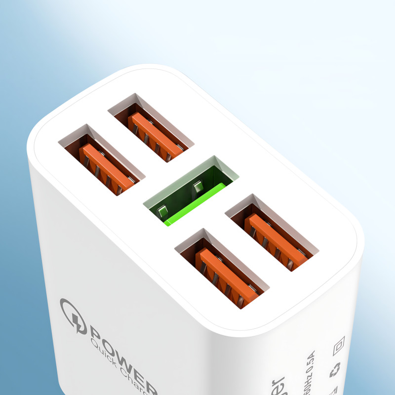 Зарядное устройство Travel Charger 27-52, 220В 3,5А QC3.0 USBx5 – 5 портов, Quick Charge 3.0, 100-240V, белый фото - 8
