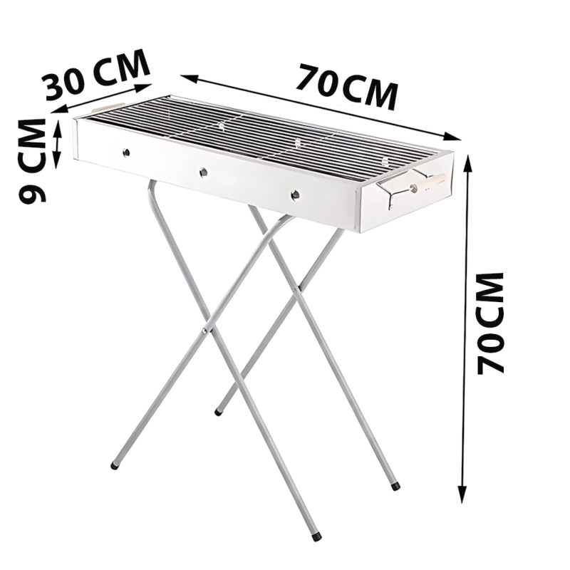 Мангал переносний BARBECUE TRAY 770SS MD-008 809, 70×30×70 см, решітка, складані ніжки, вентиляція фото - 9