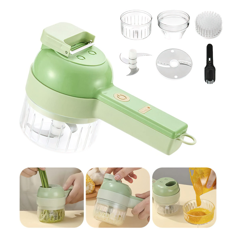 Ручна електрична овочерізка FOOD CHOPPER 4в1, акумуляторна, 1200 мА/год, 1200 об/хв фото - 3