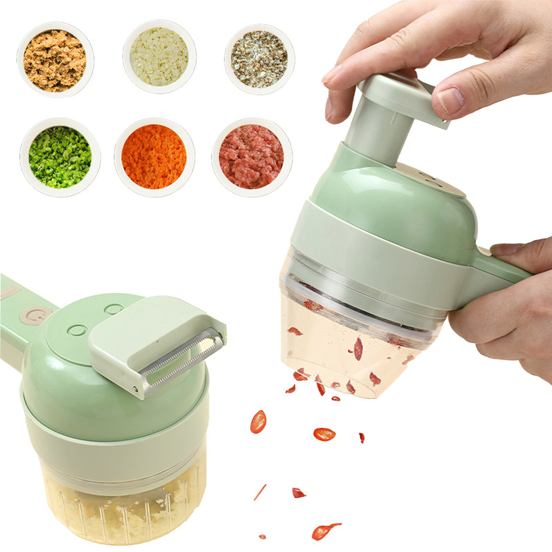Ручна електрична овочерізка FOOD CHOPPER 4в1, акумуляторна, 1200 мА/год, 1200 об/хв фото - 4