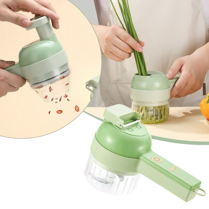 Ручна електрична овочерізка FOOD CHOPPER 4в1, акумуляторна, 1200 мА/год, 1200 об/хв фото - 2