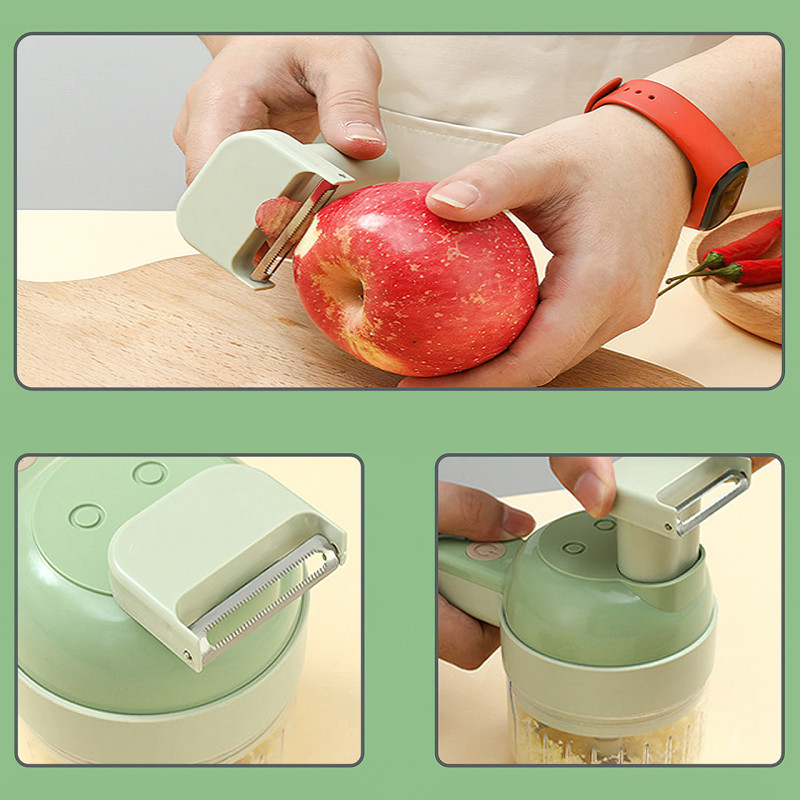 Ручна електрична овочерізка FOOD CHOPPER 4в1, акумуляторна, 1200 мА/год, 1200 об/хв фото - 7