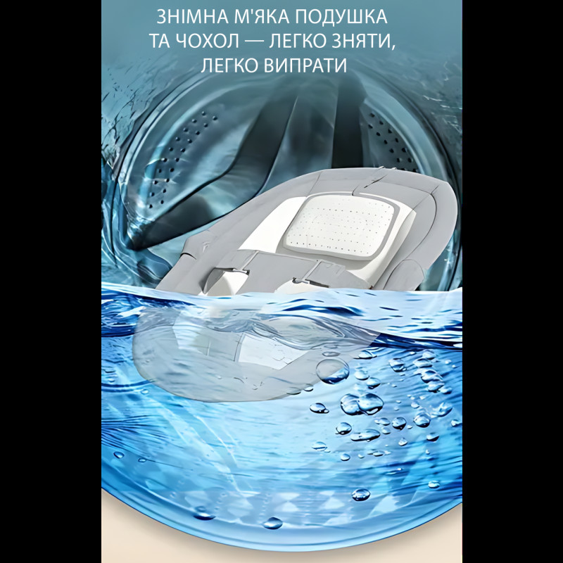 Колисальний центр шезлонг-гойдалка для новонароджених 0+ до 10 кг із москітною сіткою, музикою, таймером, 5 режимів заколисування фото - 7