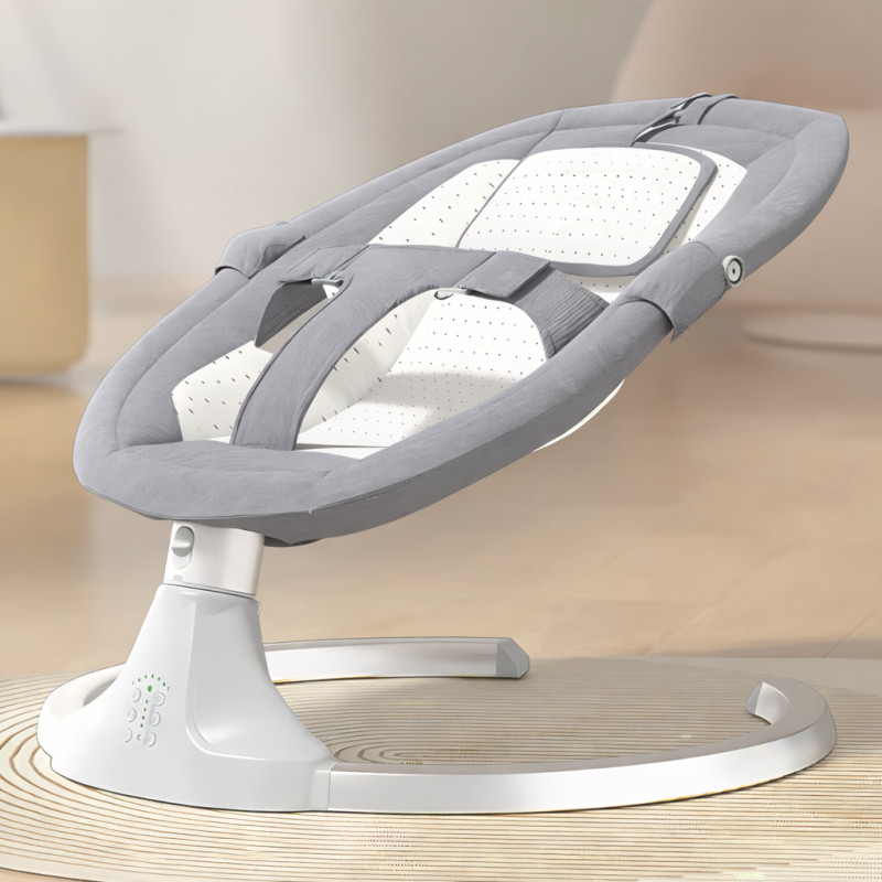 Колисальний центр шезлонг-гойдалка для новонароджених 0+ до 10 кг із москітною сіткою, музикою, таймером, 5 режимів заколисування фото - 6