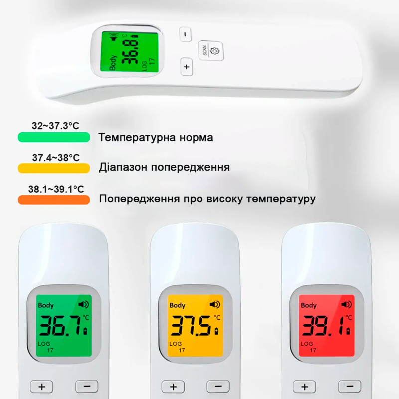 Безконтактний інфрачервоний термометр, точний безпечний градусник GP-100 Pro, від батарейок універсальний білий фото - 5