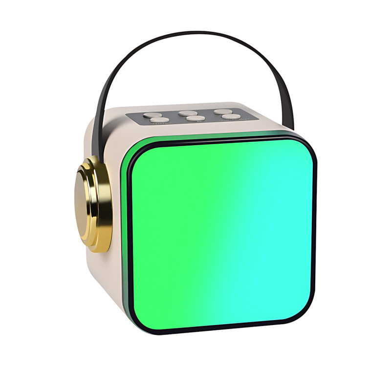 Портативный динамик с караоке, мини Bluetooth колонка с одним микрофоном, белый фото - 3
