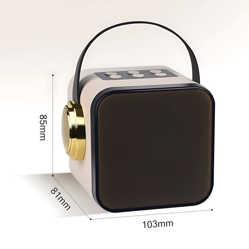 Портативный динамик с караоке, мини Bluetooth колонка с одним микрофоном, белый фото - 10
