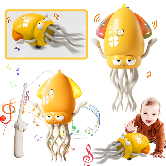 Интерактивная игрушка &laquo;Танцующий осьминог&raquo; (158-21C), музыкальная, с сенсором препятствий, USB-зарядка, подвижные движения Желтый