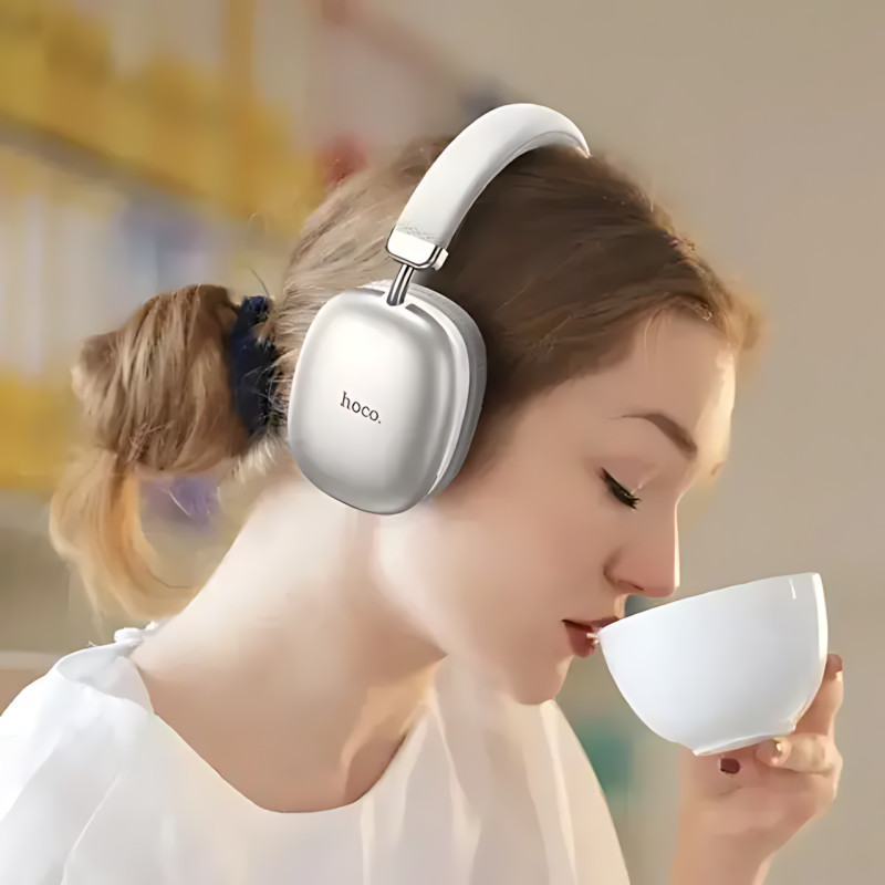 Bluetooth-навушники HOCO W35 wireless headphones, бездротова гарнітура з мікрофоном, до 40 годин роботи Сріблястий фото - 10