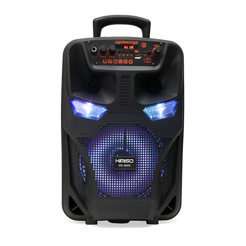 Портативна Bluetooth-колонка з караоке Kimiso QS5805, 8", 12 Вт, FM, мікрофон, USB/TF, AUX, HDMI, світломузка фото - 2