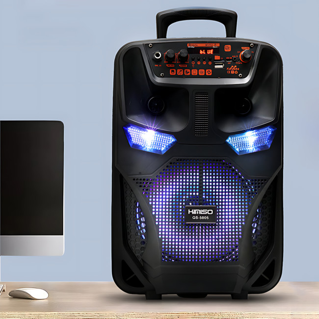 Портативна Bluetooth-колонка з караоке Kimiso QS5805, 8", 12 Вт, FM, мікрофон, USB/TF, AUX, HDMI, світломузка
