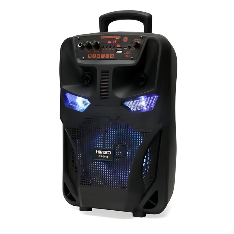 Портативна Bluetooth-колонка з караоке Kimiso QS5805, 8", 12 Вт, FM, мікрофон, USB/TF, AUX, HDMI, світломузка фото - 4