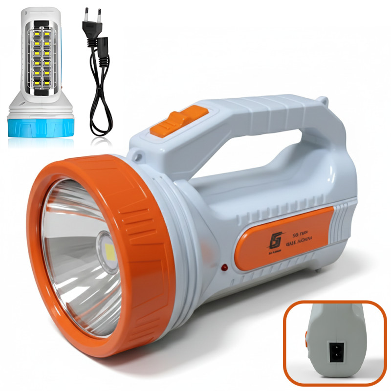 Ліхтарик акумуляторний TORCH SG-1983, 800 лм, 2 режими, COB + SMD LED, 1200 мА&middot;год, 220V, бічна лампа, індикатор заряду Білий із б фото - 7