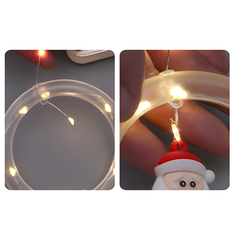 LED гирлянда-штора SFK-23, звезда и круг с игрушкой, 8 режимов работы, теплый свет, 3 м х 0,8 м фото - 5