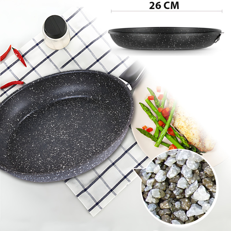 Сковорода Higher Kitchen KH-320, 24 см, антипригарне мармурове покриття, soft-touch ручка, для всіх плит 26 фото - 9