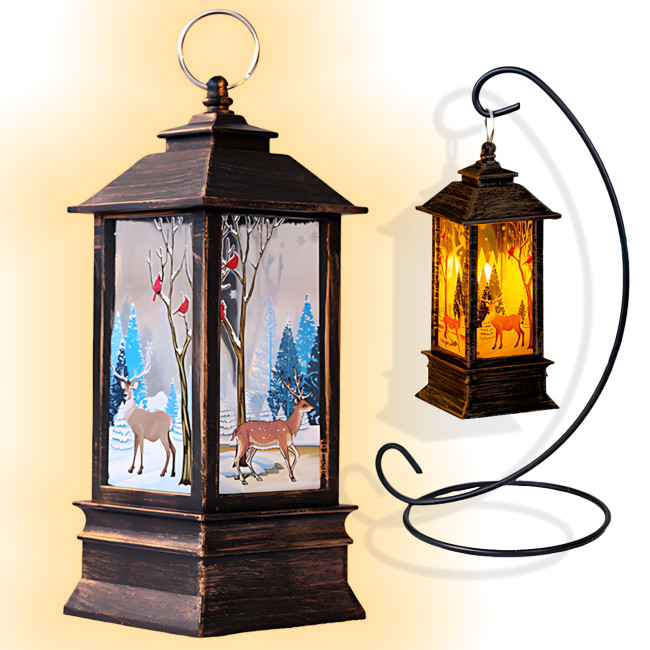 Праздничный фонарь-домик с LED подсветкой 802, зимний декор, ночник, игрушка на ёлку, батарейки в комплекте, 13 см, 4 вида Бронзовый