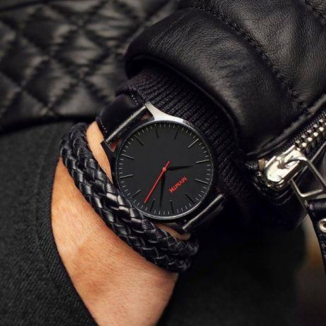 Мужские наручные часы MVMT Leather Black/Black в стиле минимал