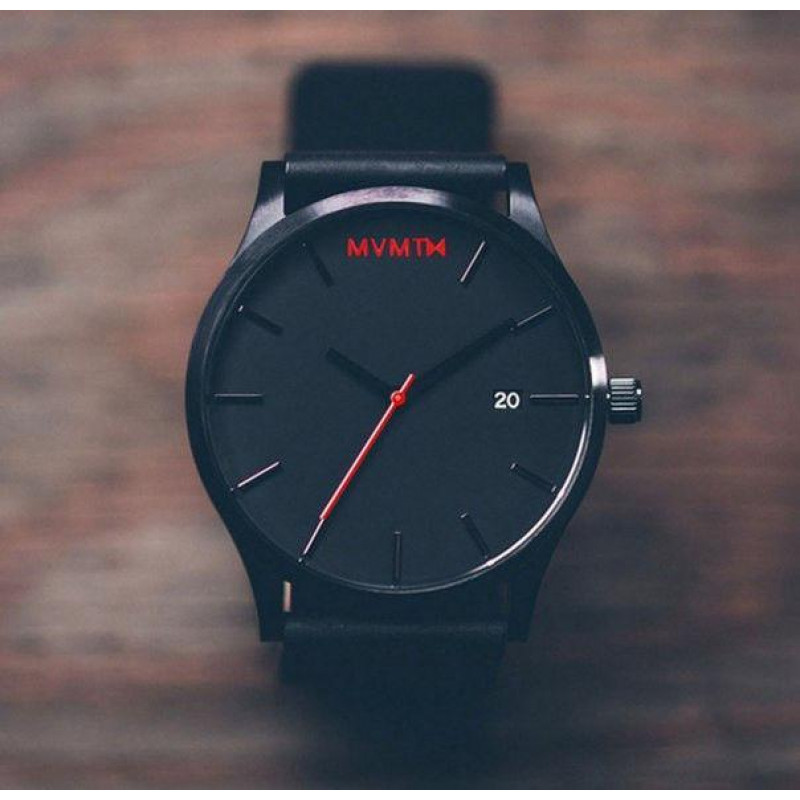 Мужские наручные часы MVMT Leather Black/Black в стиле минимал фото - 2