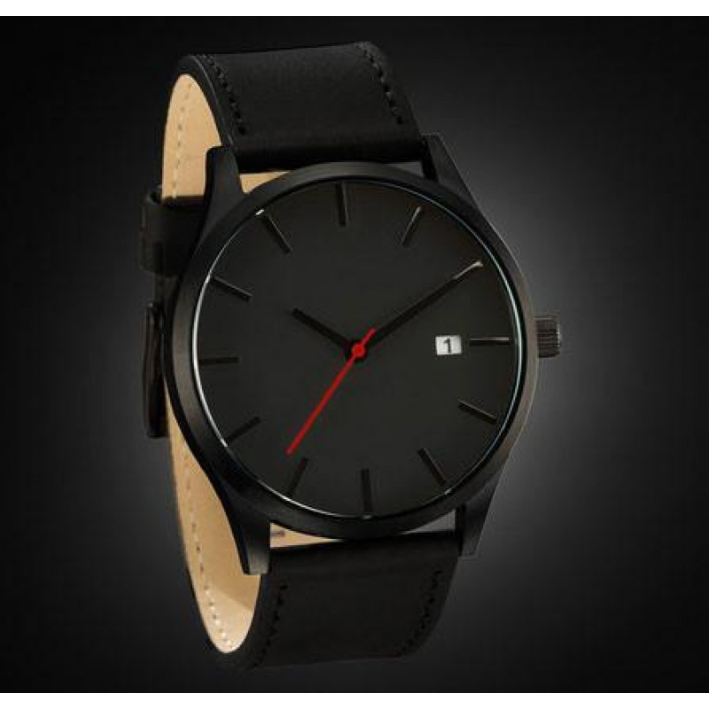 Мужские наручные часы MVMT Leather Black/Black в стиле минимал фото - 3