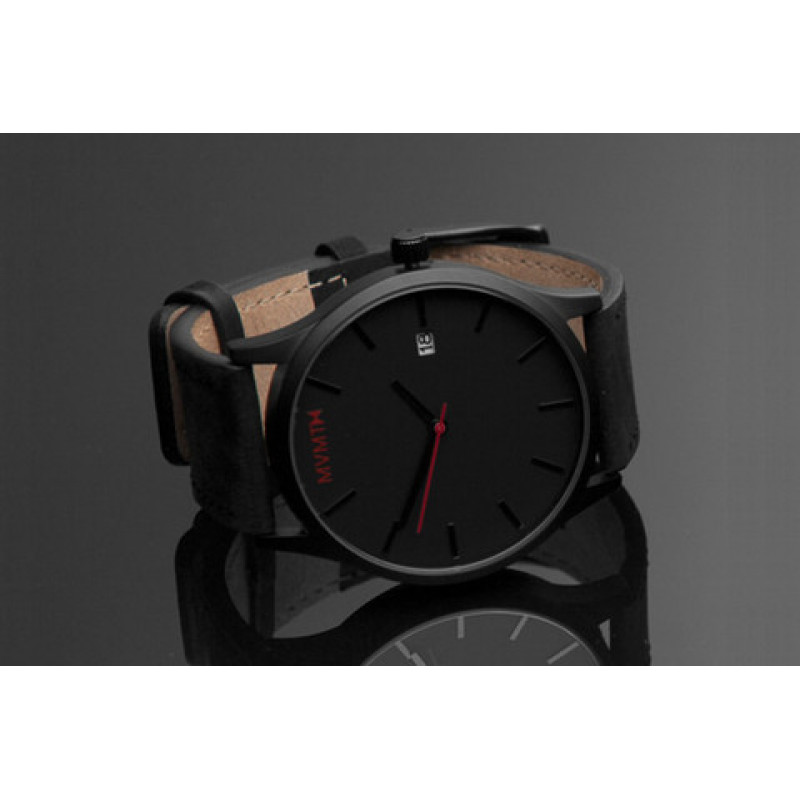 Мужские наручные часы MVMT Leather Black/Black в стиле минимал фото - 4