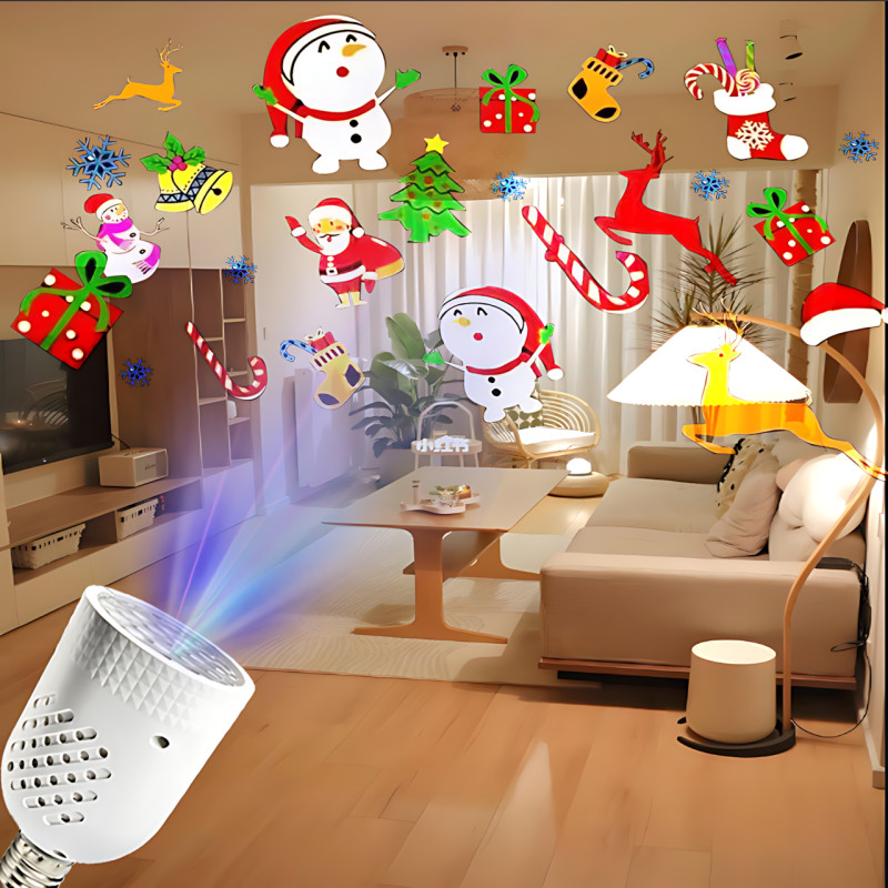 Диско-лампа с узорами AT-T10D, E27, LED, RGB, 360&deg; вращение, лампа проектор от сети 220В фото - 10