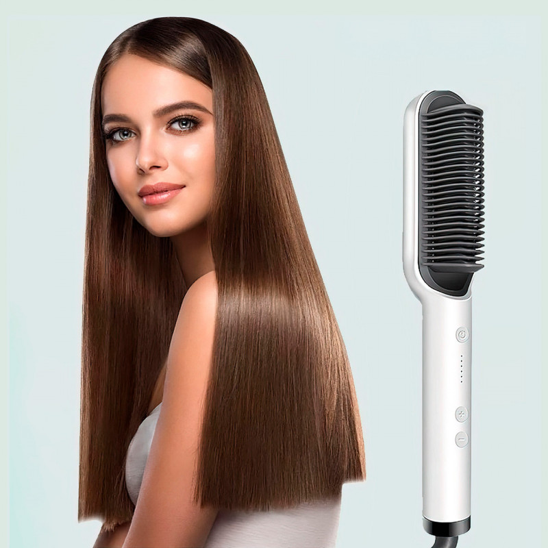 Расческа-выпрямитель Hair Straightener HQT-909 с турмалиновым покрытием Черный фото - 2