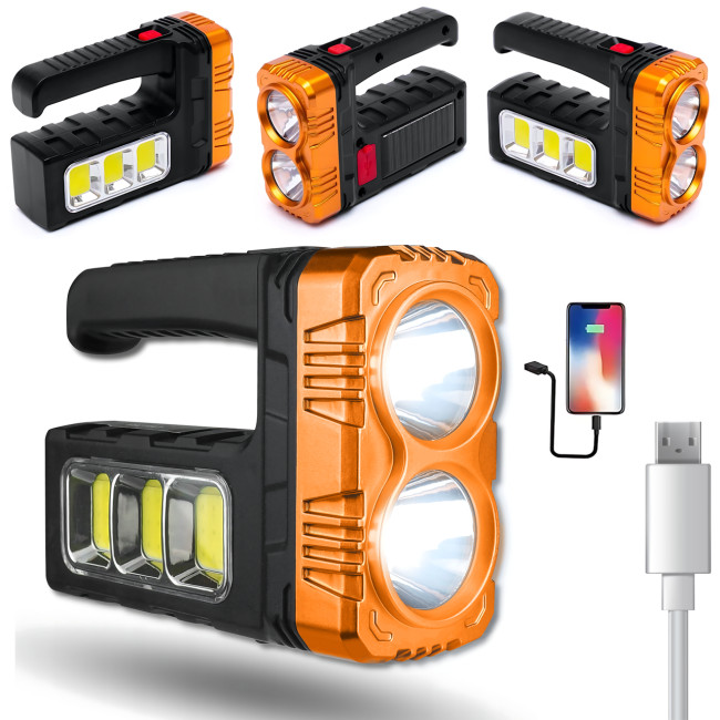 Ліхтарик акумуляторний TORCH BL-7702B-COB із сонячною панеллю, USB-зарядкою і Power Bank, 1000 лм, 2 режими, бічна COB-лампа